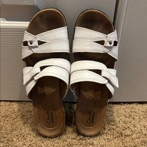 Clarks Women's White Slide Sandals